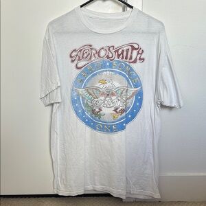 White Graphic T-Shirt for Men Aero Force One Aerosmith